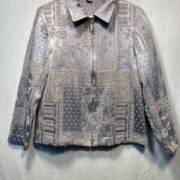 VINTAGE DRESSBARN BLAZER TEXTURED GRAY/ SILVER SIZE SMALL - Picture 9 of 9